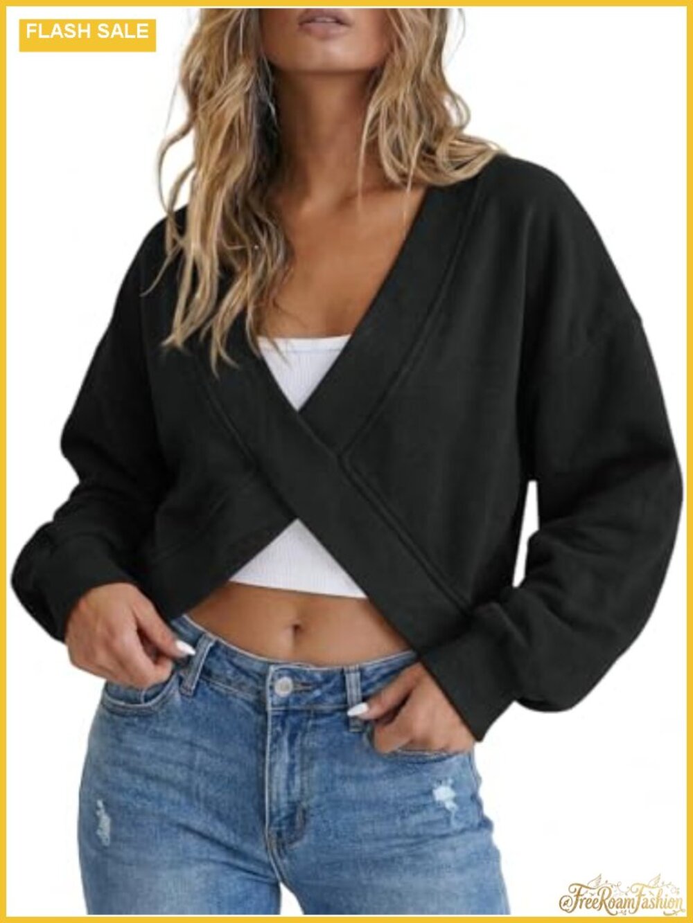 Reversible Wrap Sweatshirt Off Shoulder Long Sleeve Athletic Top Y2K Cotton